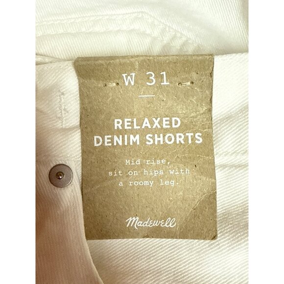 Madewell Women's Shorts Button Fly Relaxed Denim Tile White Cut Off Size 31 NWT - Picture 11 of 12